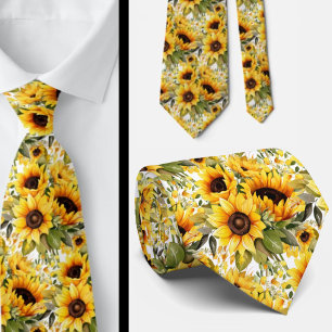 Col cravate de bureau décontracté   Tournesols de 