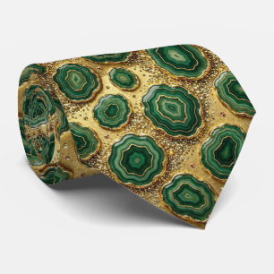 Col cravate de luxe Forest Green Gold Geode Neck