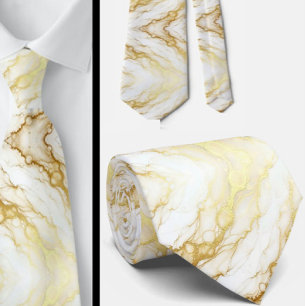 Col cravate de luxe formel Marbre blanc et or