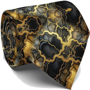 Col cravate de luxe formel Marbre noir et or