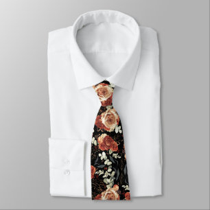 Col cravate de mariage automnal fleurs terracotta