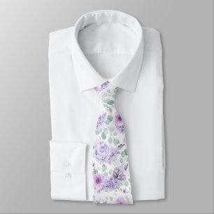 Col cravate de mariage botanique floral violet pou