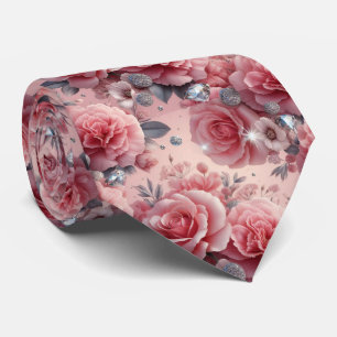 Col cravate de mariage de luxe Roses roses et di
