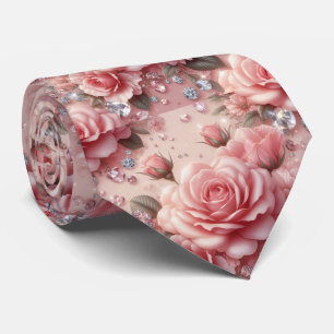 Col cravate de mariage de luxe Roses roses et di