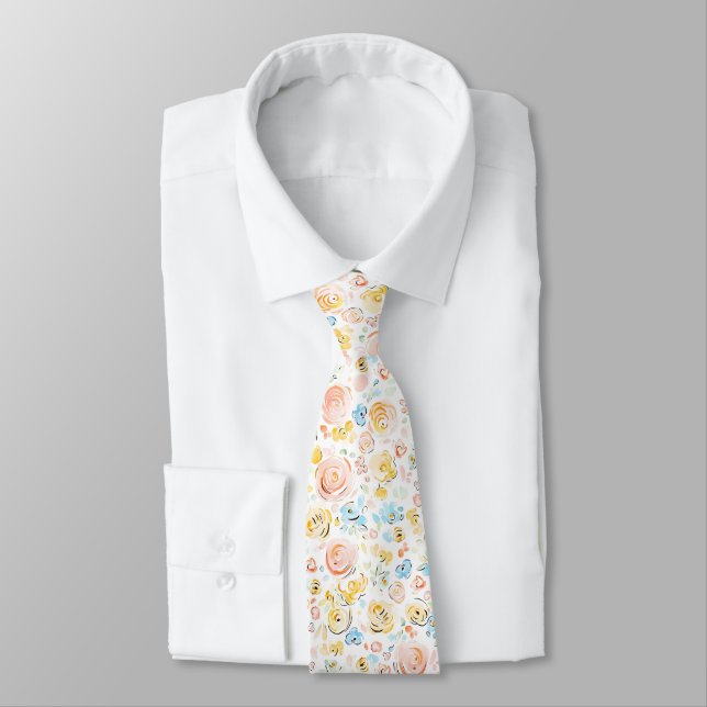 Col cravate de mariage fantaisiste floral pastel d (Attaché)