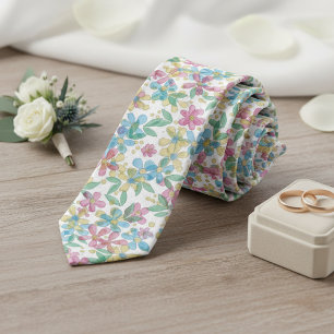 Col cravate de mariage floral bleu rose rétro ludi