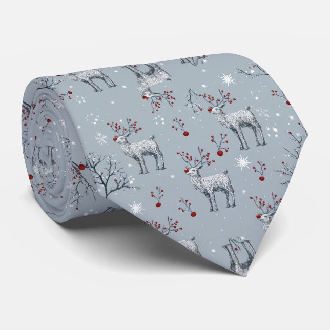 Col cravate de Noël cerf pour hommes (Roulé)