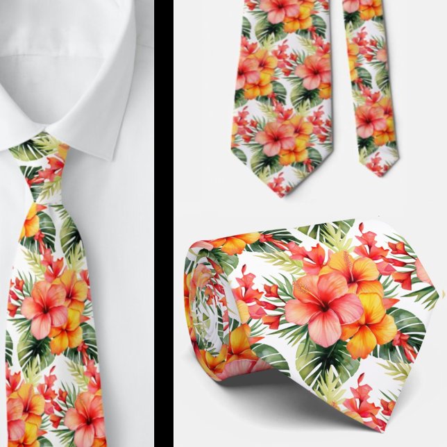 Col cravate de vacances d'été | Hibiscus tropical  (Créateur téléchargé)