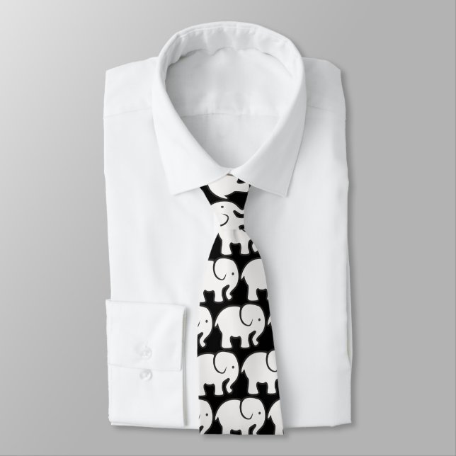 Col cravate design éléphants blancs (Attaché)