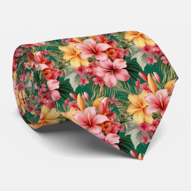 Col cravate d'été | Hibiscus tropical (Roulé)