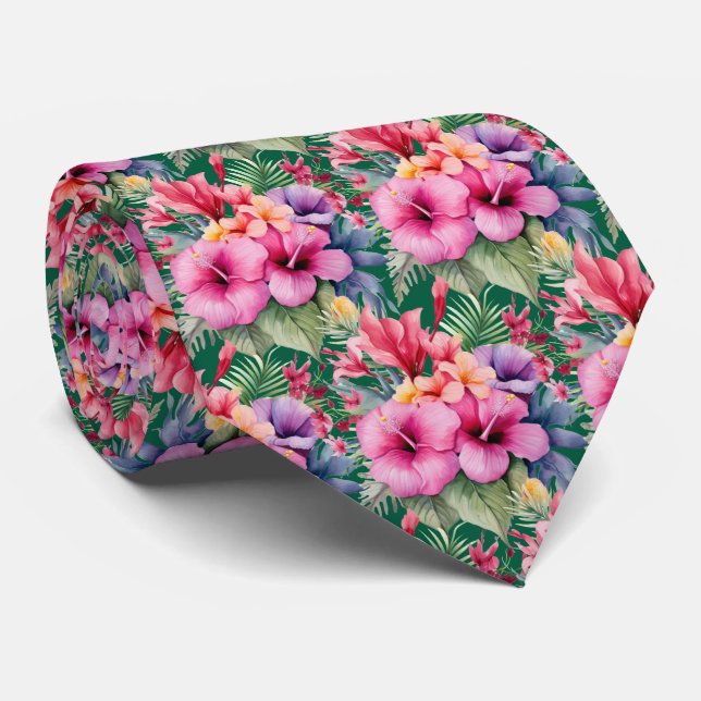 Col cravate d'été | Hibiscus tropical (Roulé)