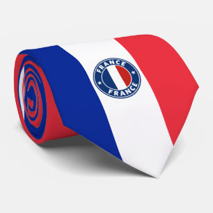 Col cravate drapeau France, design décontracté dra