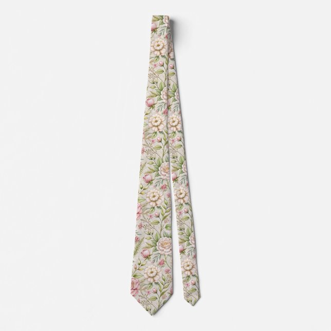 Col cravate élégant à motif floral Style Classique (Devant)