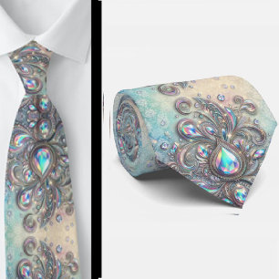 Col cravate en faux holographique opale paisley de