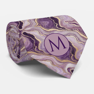 Col cravate en faux soie Monogram Marbre Violet