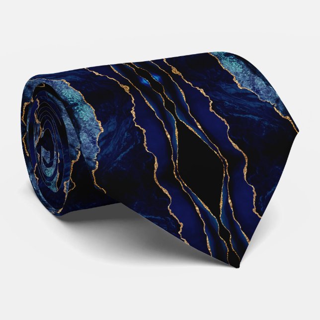 Col cravate en or bleu marine (Roulé)