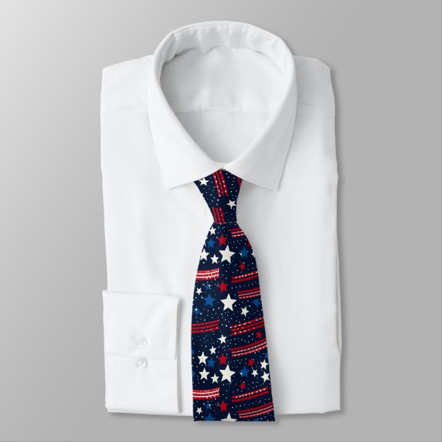 Col cravate étoiles patriotiques pour hommes (Attaché)