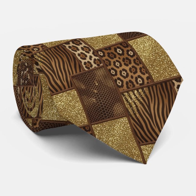 Col cravate exotique | Motif d'animal sauvage afri (Roulé)