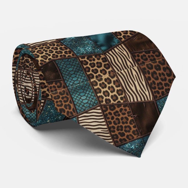 Col cravate exotique | Motif d'animal sauvage afri (Roulé)