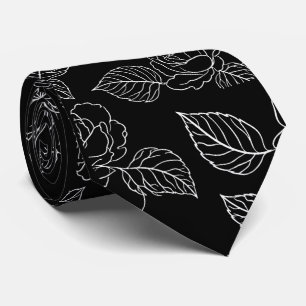 Col cravate feuille noir et blanc