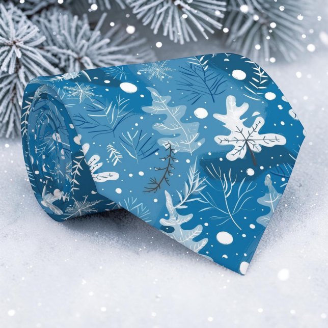 Col cravate feuilles bleues hivernales (Créateur téléchargé)