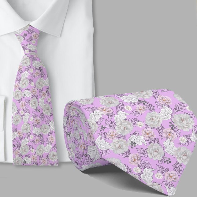 Col cravate fleurs motif floral lavande (Créateur téléchargé)