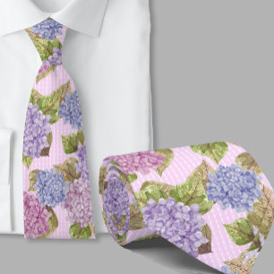 Col cravate floral hydrangeas rose aquarelle