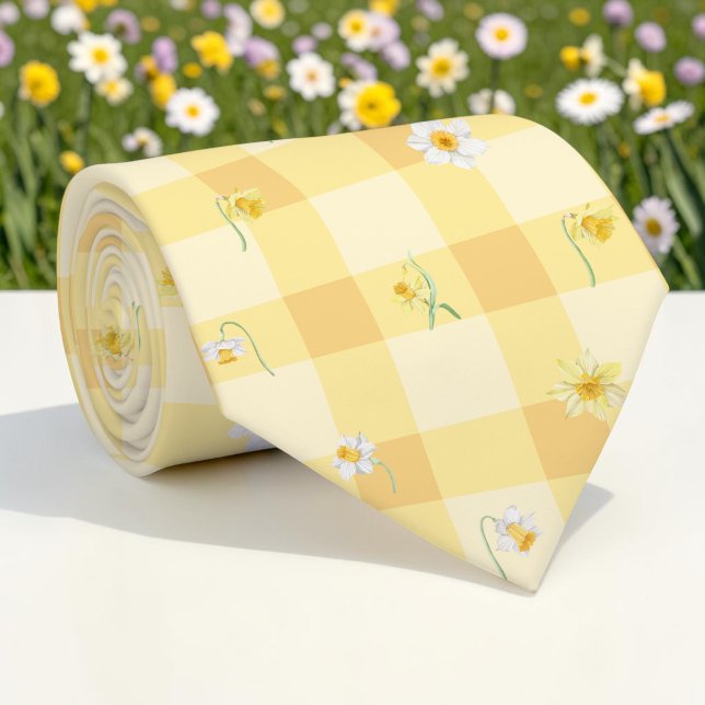 Col cravate floral jaune printemps saisonnier (Créateur téléchargé)