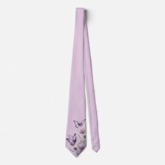 Col cravate floral lavande et papillon
