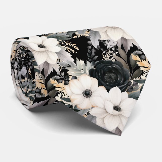 Col cravate floral moderne | Occasions spéciales f (Roulé)