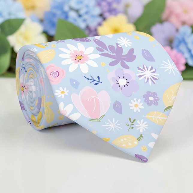 Col cravate floral pastel de printemps saisonnier (Créateur téléchargé)