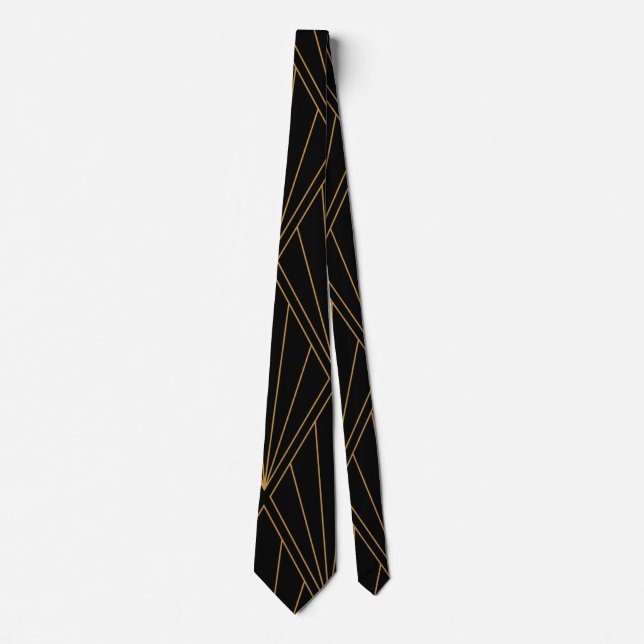 Col cravate géométrique noir et or pour hommes (Devant)