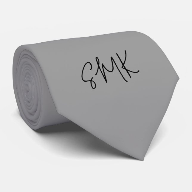 Col cravate gris argent nom de script personnalisé (Roulé)