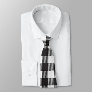 Col cravate homme carreaux buffalo noir et blanc