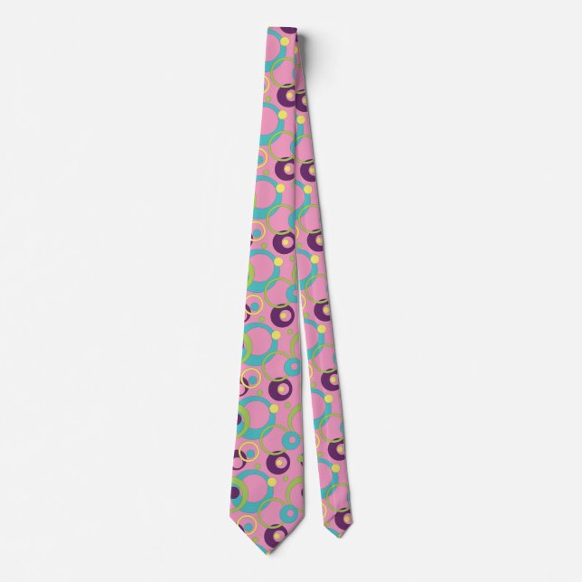 Col cravate homme Cercles Rose Funky (Devant)