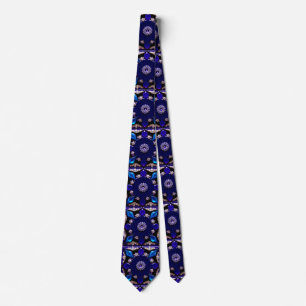 Col cravate imprimé Deep Blue Jewel