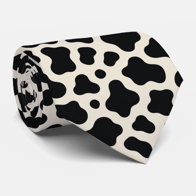 Col cravate imprimé vache | Motif de ferme de cow- (Roulé)