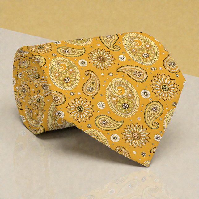Col cravate jaune paisley rétro hippie (Créateur téléchargé)