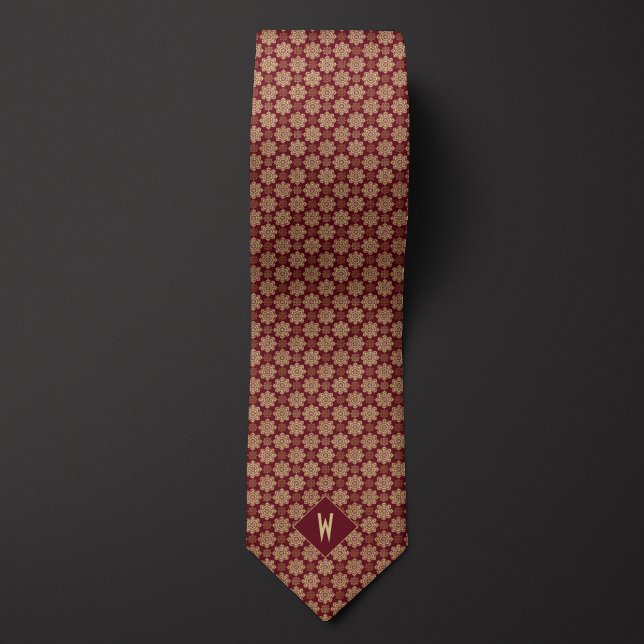 Col cravate mandala bordeaux et beige pour garçon  (Créateur téléchargé)