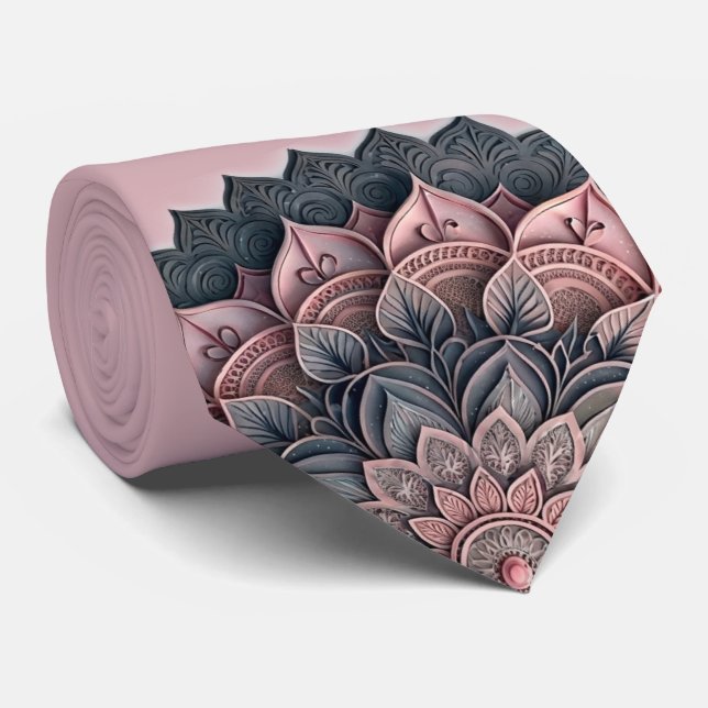Col cravate mandala rose poussiéreuse (Roulé)