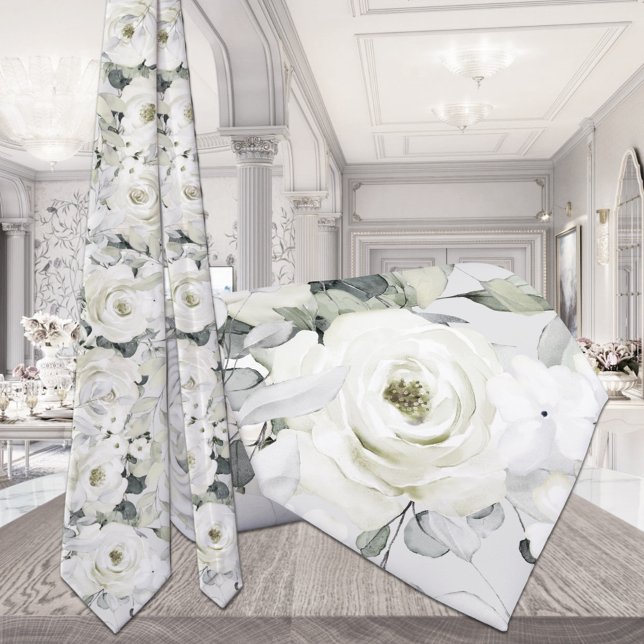 Col cravate mariage Eucalyptus argent Paeonia lact (Créateur téléchargé)