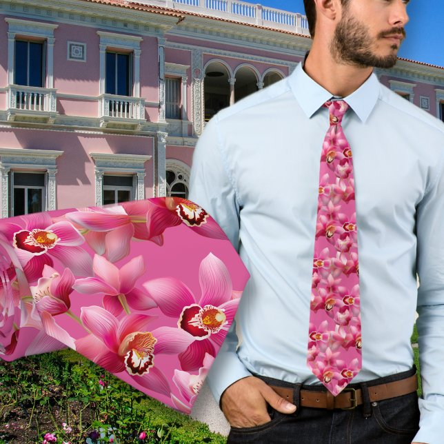 Col cravate mariage orchidées roses pour hommes (Créateur téléchargé)