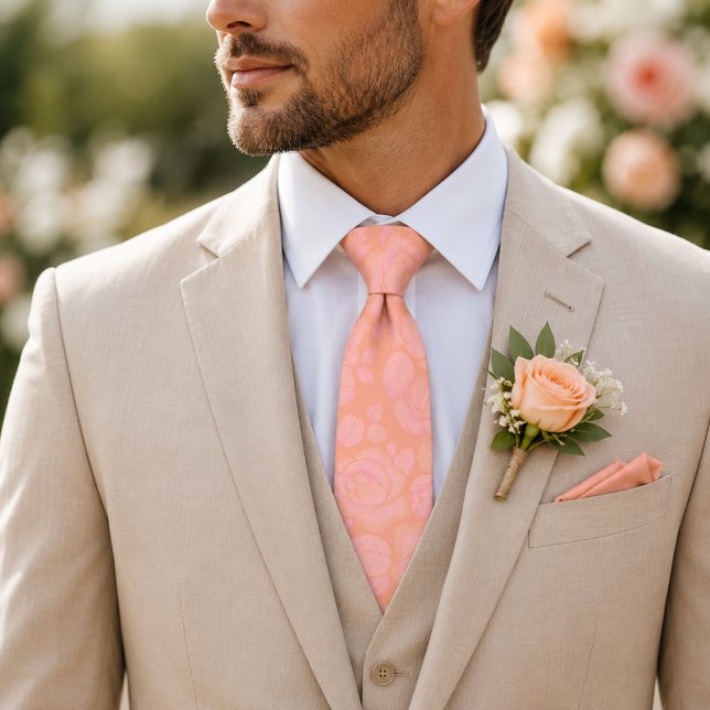 Col cravate mariage rose pêche rose (Créateur téléchargé)