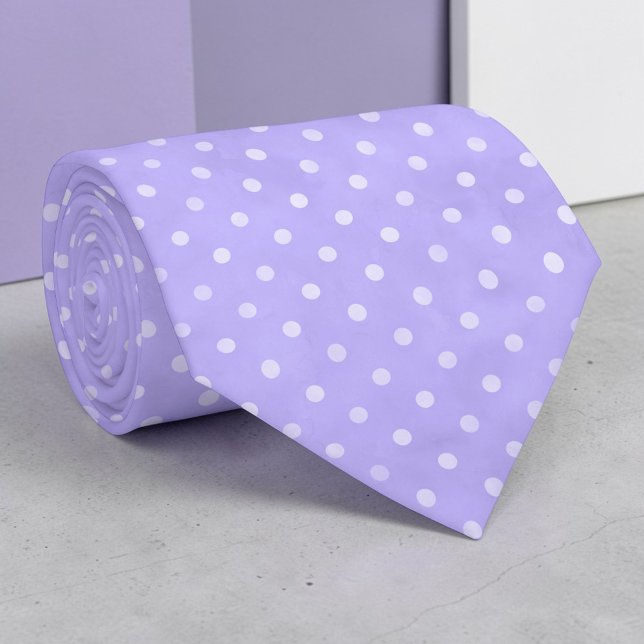 Col cravate mini pois blancs sur fond violet clair (Créateur téléchargé)