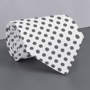 Col cravate mini pois gris sur fond blanc