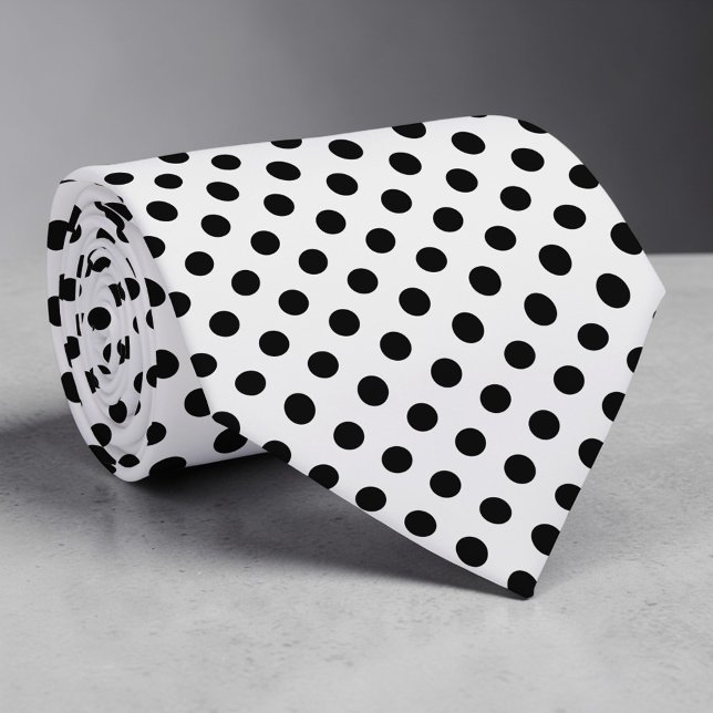 Col cravate mini pois noirs sur fond blanc (Créateur téléchargé)