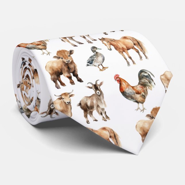 Col cravate motif animaux de la ferme (Roulé)