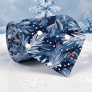 Col cravate motif bleu hivernal saisonnier