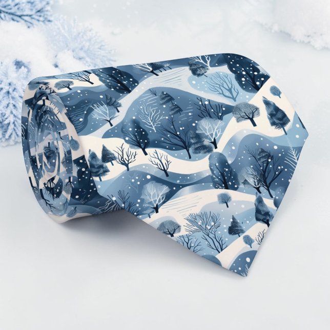 Col cravate motif bleu hivernal saisonnier (Créateur téléchargé)