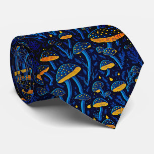 Col cravate motif champignon psychédélique rétro